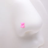 Detail View 1 of Kawaii Pop Pink Teddy Bear Nose Stud Ring-Pink