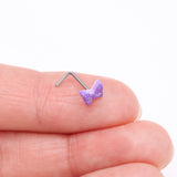 Detail View 2 of Iridescent Purple Butterfly L-Shaped Nose Ring-Purple