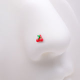 Detail View 1 of Kawaii Pop Juicy Red Cherry Nose Stud Ring-Red/Green