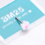 Detail View 4 of Kawaii Pop White Pink Flower Nose Stud Ring-White/Pink