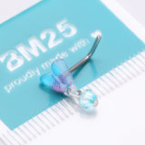 Detail View 4 of Kawaii Pop Blurple Butterfly Sparkle Dangle L-Shaped Nose Ring-Aqua/Purple
