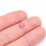 Detail View 2 of Sparkle Gem Cubic L-Shaped Nose Ring-Pink