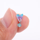 Detail View 2 of Kawaii Pop Blurple Butterfly Sparkle Dangle Nose Stud Ring-Aqua/Purple