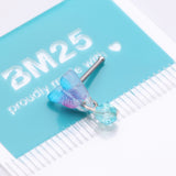 Detail View 4 of Kawaii Pop Blurple Butterfly Sparkle Dangle Nose Stud Ring-Aqua/Purple