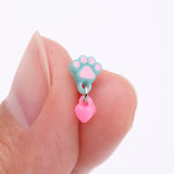 Detail View 2 of Kawaii Pop Paw Heart Dangle Nose Stud Ring-Light Blue/Pink