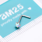 Detail View 4 of Iridescent Star Sparkle Gem L-Shaped Nose Ring-Aurora Borealis