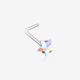 Iridescent Star Sparkle Gem L-Shaped Nose Ring