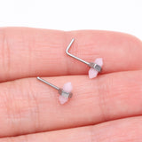 Detail View 3 of Mystic Rose Gemstone L-Shaped Nose Ring-Pink