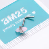 Detail View 4 of Mystic Rose Gemstone L-Shaped Nose Ring-Pink