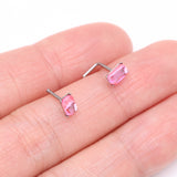 Detail View 3 of Sparkle Gem Cubic Nose Stud Ring-Pink