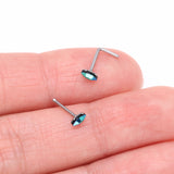 Detail View 3 of Iridescent Marquise Sparkle Gem Nose Stud Ring-Black Aurora Borealis