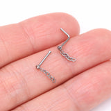 Detail View 3 of Chainlink Sparkle Dangle L-Shaped Nose Ring-Hematite