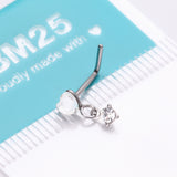 Detail View 4 of Heart Gem Sparkle Dangle L-Shaped Nose Ring-Clear Gem