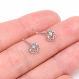 Detail View 3 of Mandala Ornate Sparkle Chain Dangle Nose Stud Ring-Clear Gem