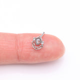 Detail View 2 of Mandala Ornate Sparkle Chain Dangle Nose Stud Ring-Clear Gem