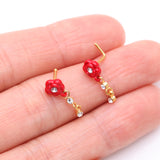 Detail View 3 of Golden Vintage Rose Blossom Dangle Sparkle L-Shaped Nose Ring-Clear Gem