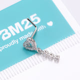 Detail View 4 of Sparkle Heart Loop Dangle Gem Drop L-Shaped Nose Ring-Clear Gem