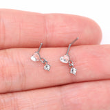 Detail View 3 of Heart Gem Sparkle Dangle Nose Stud Ring-Clear Gem