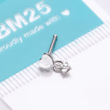 Detail View 4 of Heart Gem Sparkle Dangle Nose Stud Ring-Clear Gem