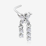Butterfly Sparkle Dangle Gem Drop L-Shaped Nose Ring