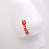 Detail View 1 of Very Berry Double Strawberry Dangle L-Shaped Nose Ring-Red