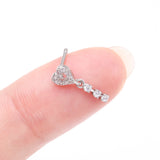 Detail View 2 of Sparkle Heart Loop Dangle Gem Drop Nose Stud Ring-Clear Gem
