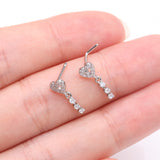 Detail View 3 of Sparkle Heart Loop Dangle Gem Drop Nose Stud Ring-Clear Gem