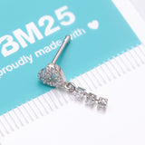 Detail View 4 of Sparkle Heart Loop Dangle Gem Drop Nose Stud Ring-Clear Gem