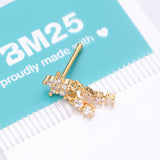 Detail View 4 of Golden Sparkle Flower Dangle Gem Drop Nose Stud Ring-Clear Gem