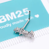 Detail View 4 of Brilliant Sparkle ZigZag Multi-Gem L-Shaped Nose Ring-Clear Gem