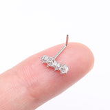 Detail View 2 of Brilliant Sparkle ZigZag Multi-Gem L-Shaped Nose Ring-Clear Gem