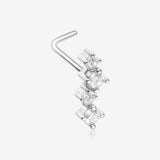 Brilliant Sparkle ZigZag Multi-Gem L-Shaped Nose Ring