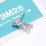 Detail View 4 of Butterfly Sparkle Dangle Gem Drop Nose Stud Ring-Clear Gem