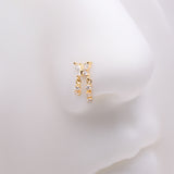 Detail View 1 of Golden Butterfly Sparkle Dangle Gem Drop Nose Stud Ring-Clear Gem