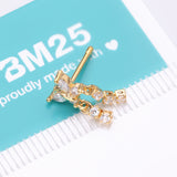 Detail View 4 of Golden Butterfly Sparkle Dangle Gem Drop Nose Stud Ring-Clear Gem