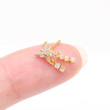 Detail View 2 of Golden Butterfly Sparkle Dangle Gem Drop Nose Stud Ring-Clear Gem