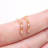 Detail View 3 of Golden Fairytale Droplets Multi-Gem Teardrop Dangle L-Shaped Nose Ring-Clear Gem