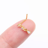 Detail View 2 of Golden Fairytale Droplets Multi-Gem Teardrop Dangle L-Shaped Nose Ring-Clear Gem