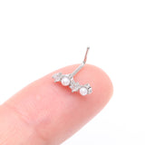Detail View 2 of Brilliant Sparkle ZigZag Pearlescent Multi-Gem L-Shaped Nose Ring-Clear Gem