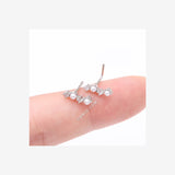 Detail View 3 of Brilliant Sparkle ZigZag Pearlescent Multi-Gem L-Shaped Nose Ring-Clear Gem