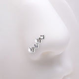 Detail View 1 of Brilliant Sparkle ZigZag Pearlescent Multi-Gem L-Shaped Nose Ring-Clear Gem