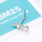 Detail View 4 of Brilliant Sparkle ZigZag Pearlescent Multi-Gem L-Shaped Nose Ring-Clear Gem