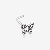 Elegant Goth Butterfly L-Shaped Nose Ring