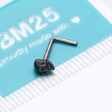Detail View 3 of Blackline Death Skull Head L-Shaped Nose Ring-Black
