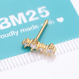 Detail View 4 of Golden Brilliant Sparkle ZigZag Multi-Gem Nose Stud Ring-Clear Gem