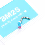 Detail View 4 of Adorable Blurple Seahorse L-Shaped Nose Ring-Blue/Pink