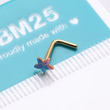 Detail View 4 of Golden Kawaii Pop Star Iridescent Sparkle L-Shaped Nose Ring