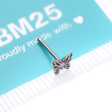 Detail View 4 of Elegant Goth Butterfly Nose Stud Ring