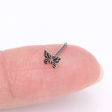 Detail View 1 of Elegant Goth Butterfly Nose Stud Ring