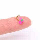 Detail View 2 of Golden Kawaii Pop Juicy Pink Cherry L-Shaped Nose Ring